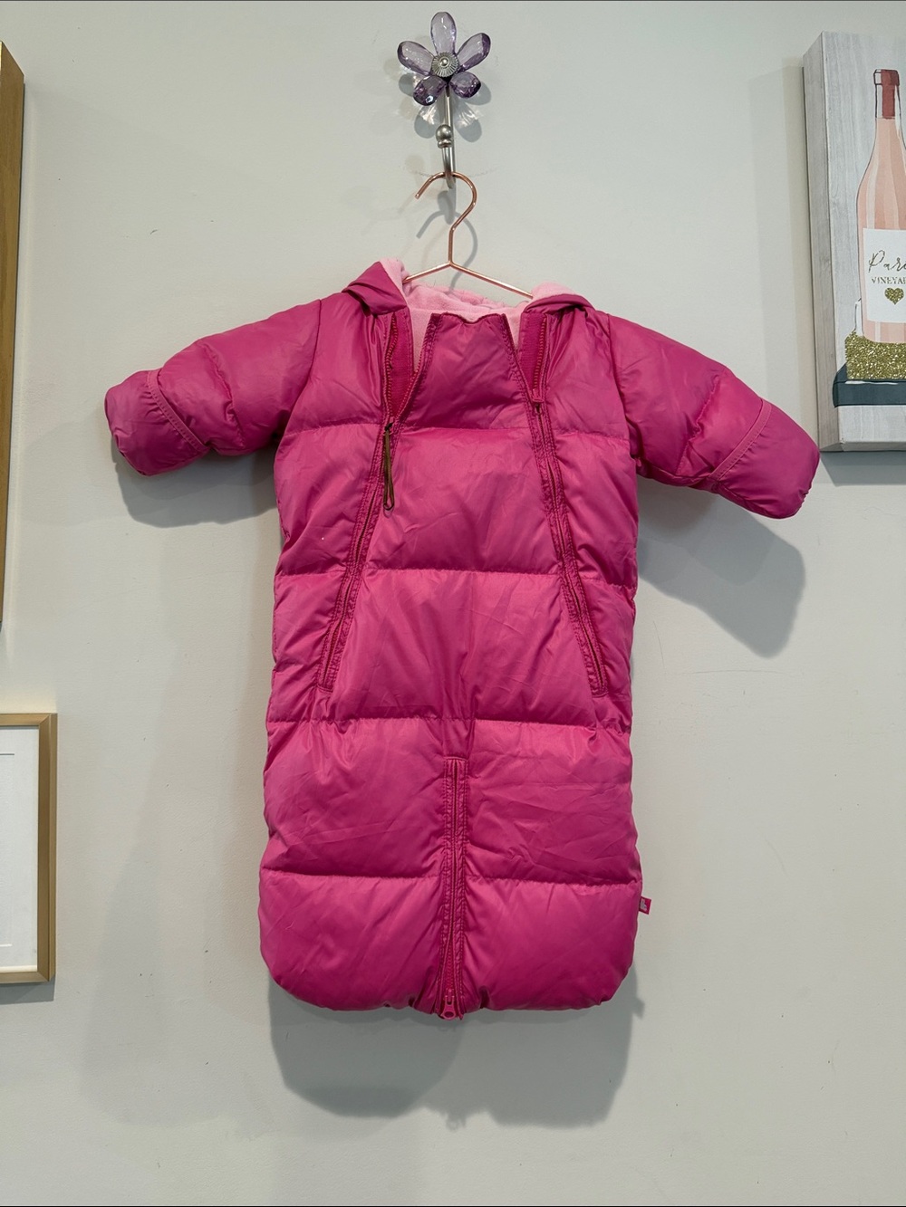 GAP Hot Pink Puffer Sleep Sack with Hood